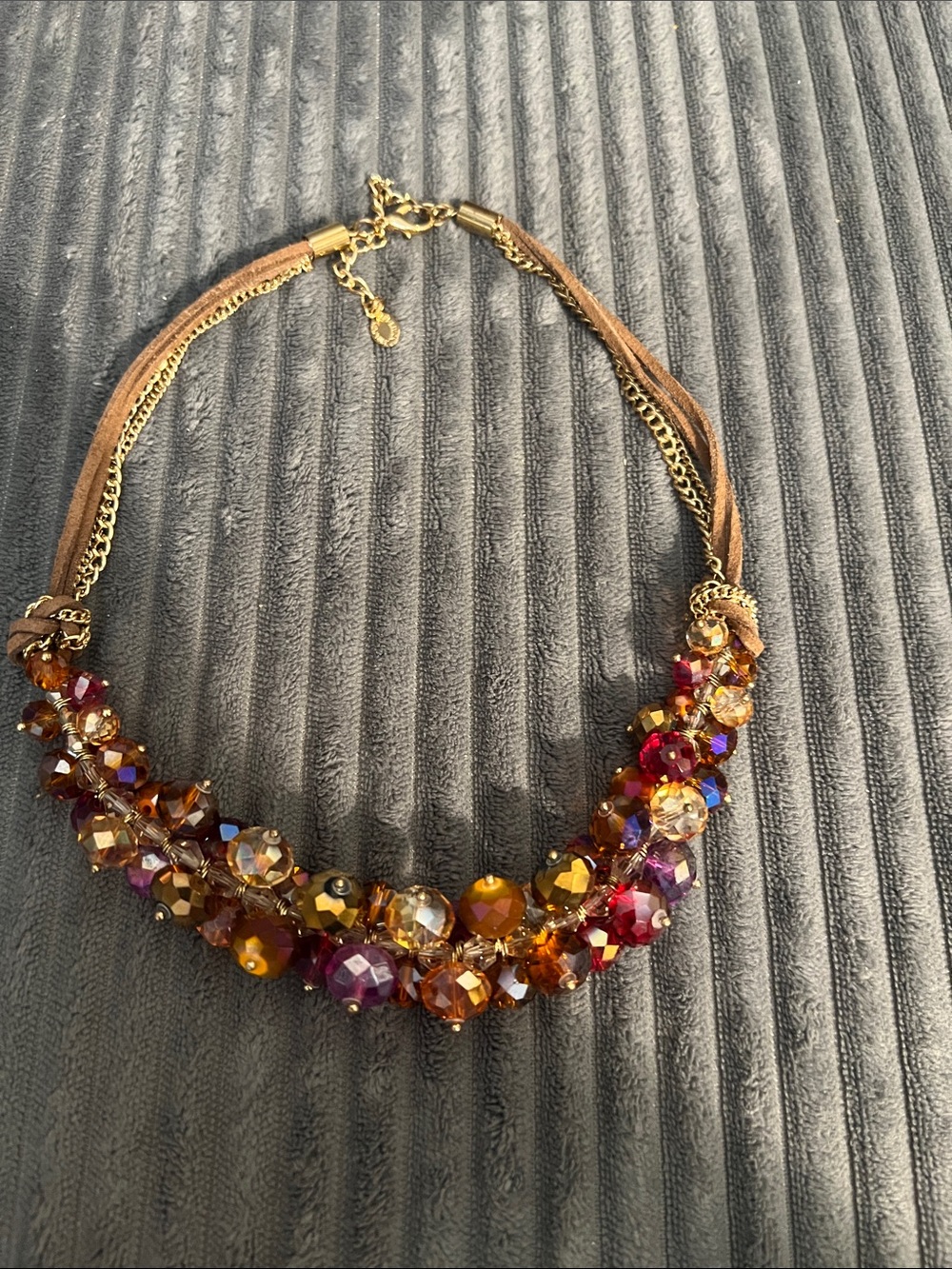 Vintage Ali Khan New York Crystal Multi Colored Faceted Cluster
Necklace